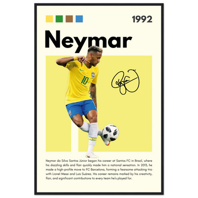Neymar Jr. Brazilian Football Legend Framed Poster – Vibrant Pop Art Football Print 60x90 cm 24x36″ Black frame Vibrantwalls