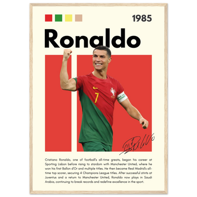 Cristiano Ronaldo Portugal Soccer Framed Football Poster 50x70 cm 20x28″ Wood frame Vibrantwalls