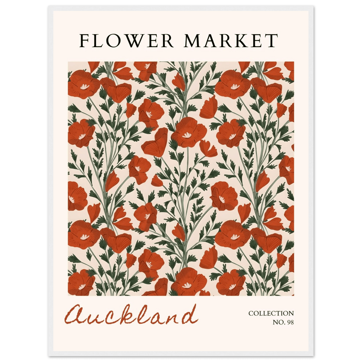 Auckland Flower Market Framed Poster – Vibrant Poppy Art Print | Ready-to-Hang Floral Decor - Vibrantwalls