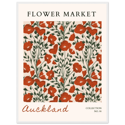 Auckland Flower Market Framed Poster – Vibrant Poppy Art Print | Ready-to-Hang Floral Decor - Vibrantwalls
