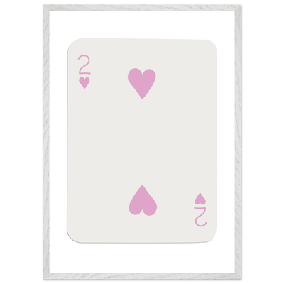 Minimalist Pink Two of Hearts Poker Card Art Print - Framed & Mounted Eco-Friendly Decor, Custom Sizes Available - Vibrantwalls