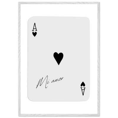 Mi Amor Ace of Hearts Framed Poster Art - Romantic Card Print with Eco-Friendly Wood Frame, Multiple Sizes & Colors - Vibrantwalls