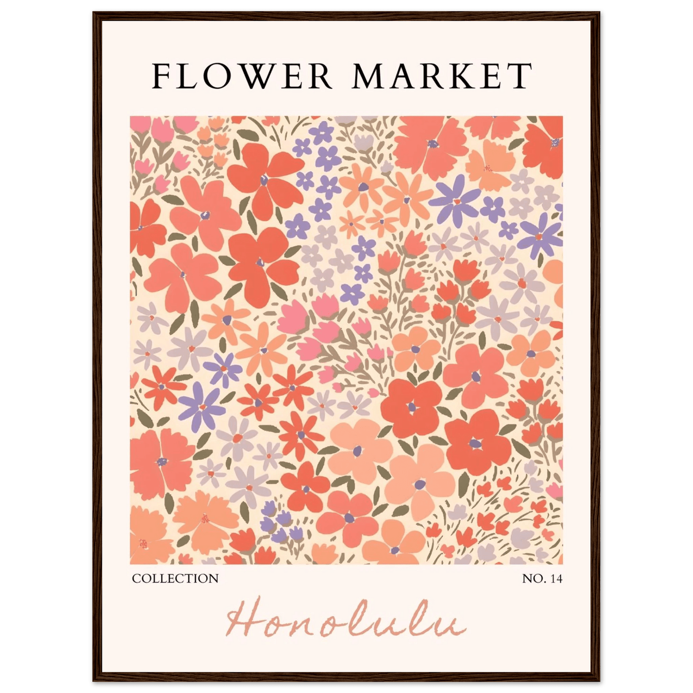 Flower Market Honolulu Framed Poster – Vibrant Floral Art Print | Ready-to-Hang Wall Decor - Vibrantwalls