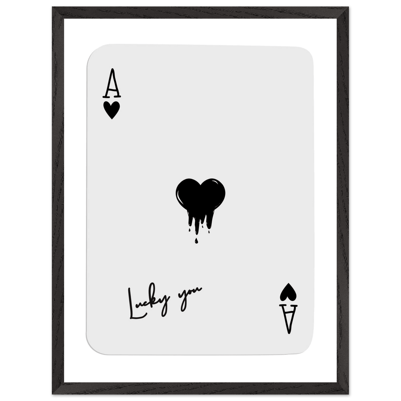 Lucky Ace of Hearts Dripping Art Print - Framed Poster, Modern Poker Card Decor, Eco-Friendly Wood Frame - Vibrantwalls