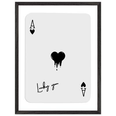 Lucky Ace of Hearts Dripping Art Print - Framed Poster, Modern Poker Card Decor, Eco-Friendly Wood Frame - Vibrantwalls