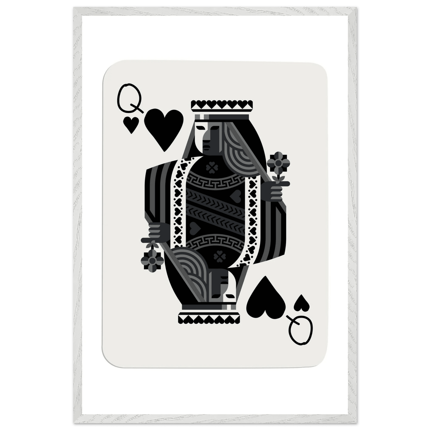 Queen of Spades Poker Card Print - Elegant Black & White Mounted Framed Poster Art, Eco-Friendly Wood Frame - Vibrantwalls