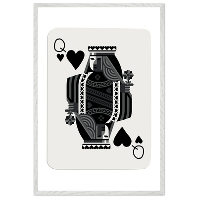 Queen of Spades Poker Card Print - Elegant Black & White Mounted Framed Poster Art, Eco-Friendly Wood Frame - Vibrantwalls