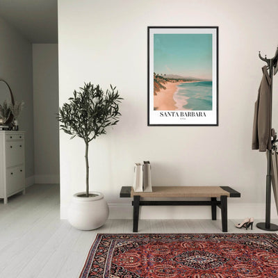 Santa Barbara USA Framed Poster – Pastel Beach Travel Wall Art in Your Choice of Frame - Vibrantwalls