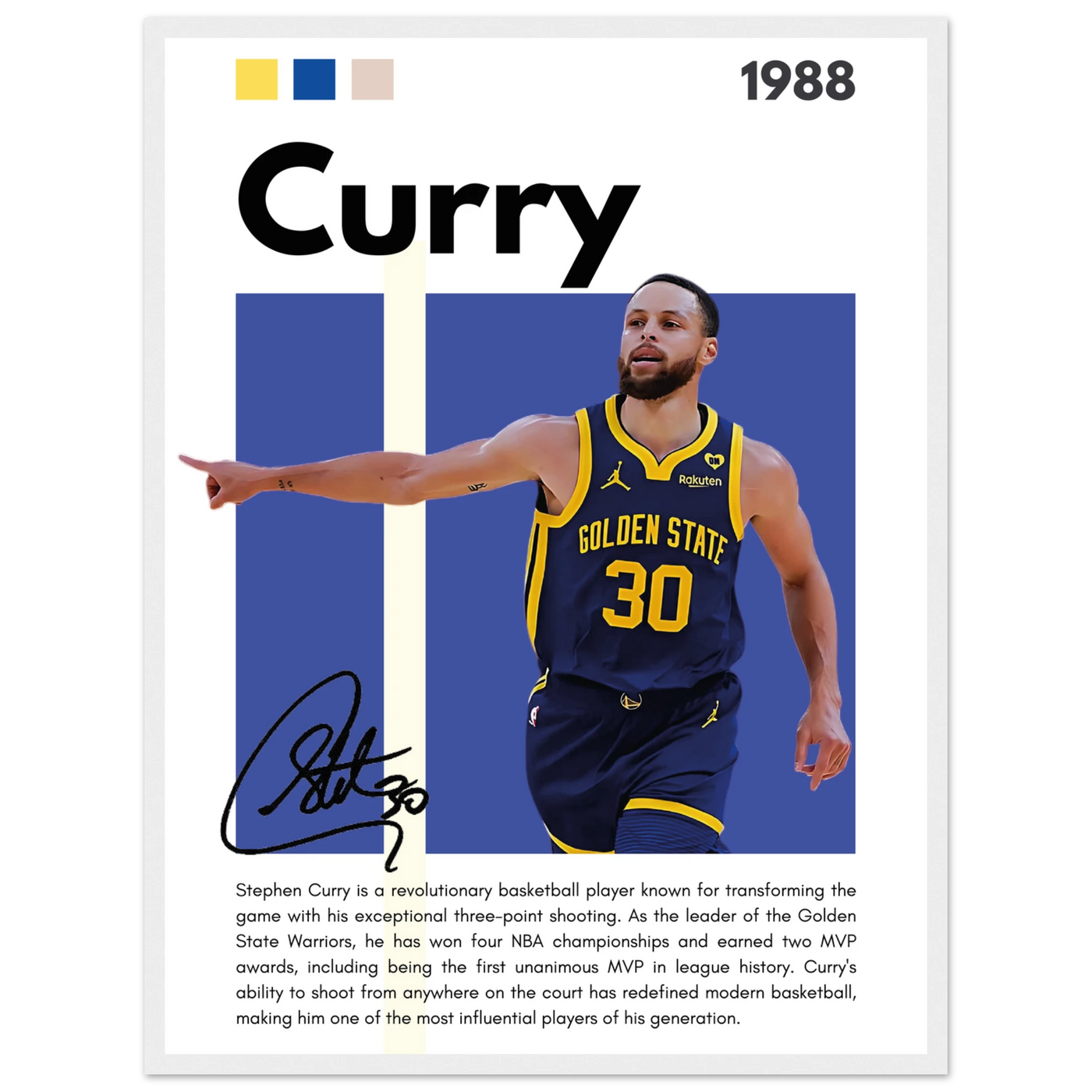 Stephen Curry Chef Curry Warriors Framed Poster 45x60 cm 18x24″ White frame Vibrantwalls