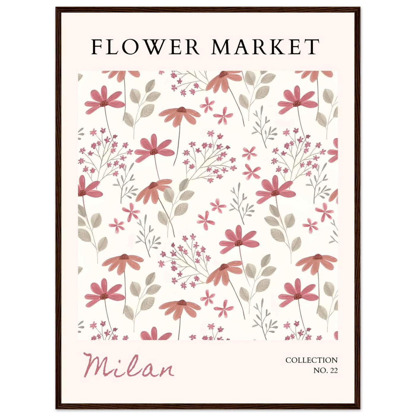 Milan Flower Market Framed Poster – Blush & Sage Floral Art Print | Ready-to-Hang Wall Decor - Vibrantwalls
