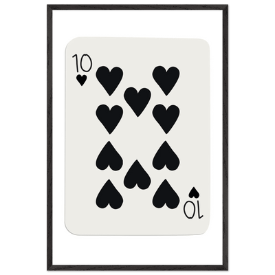 Minimalist Ten of Hearts Poker Card Print - Mounted Framed Poster Art, Eco-Friendly Wood Frame - Vibrantwalls