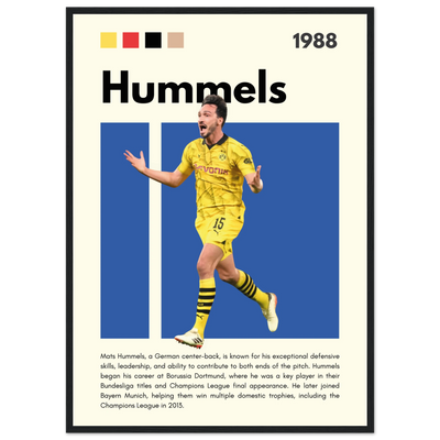 Mats Hummels Borussia Dortmund Framed Poster – Modern Football Art Print 50x70 cm 20x28″ Black frame Vibrantwalls