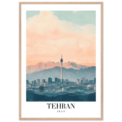 Tehran Iran Framed Poster – Vintage Cityscape Wall Art with Soft Hues & Wooden Frame - Vibrantwalls