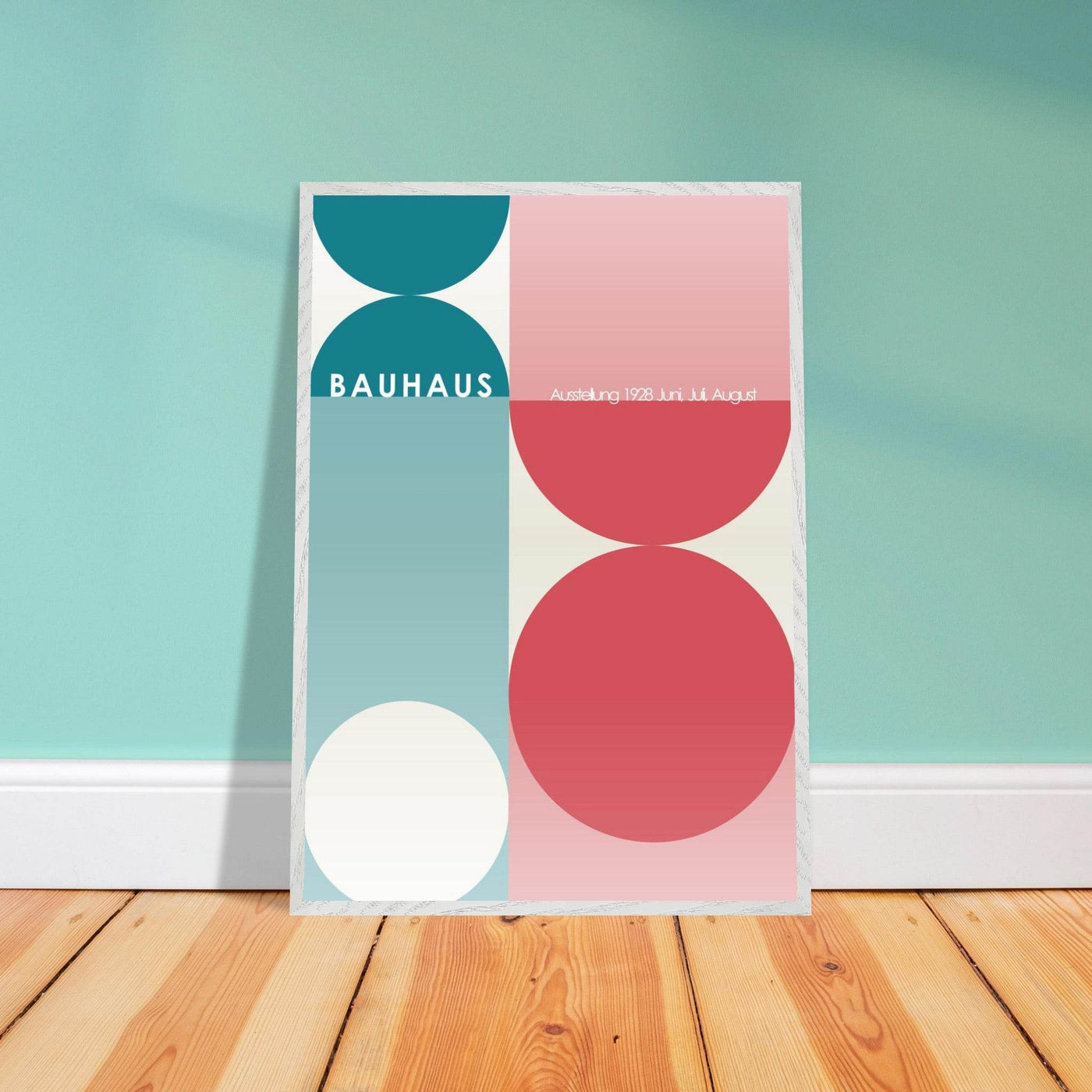 Bauhaus Retro Art Print in Teal and Coral for Unique Retro Decor - Vibrantwalls