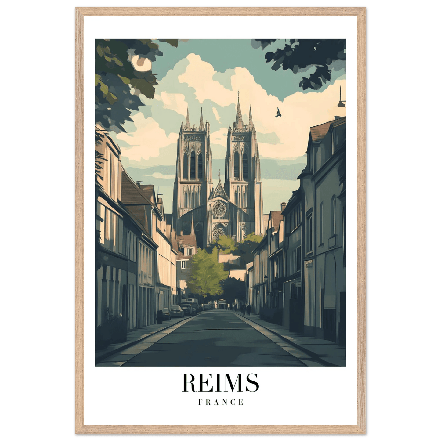 Reims France Cathedral Framed Poster – Vintage Cityscape Wall Art for Home or Office - Vibrantwalls