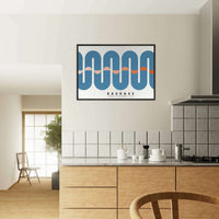 Bauhaus Style Blue Tunnel Movement Geometric Design Wall Art - Vibrantwalls