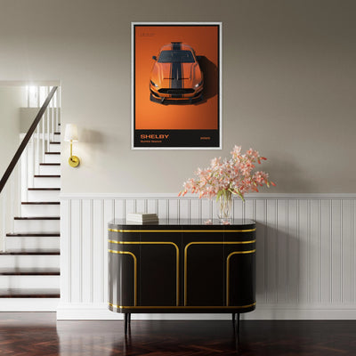 Shelby Super Snake 2020 "Twister Orange" Framed Poster | Modern Automotive Art, Ready-to-Hang Premium Quality Vibrantwalls