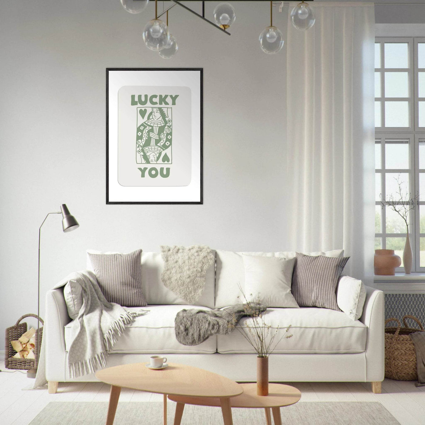 Lucky You Poker Card Print - Queen of Hearts Framed Art - Eco-Friendly Wood Frame - Vibrantwalls