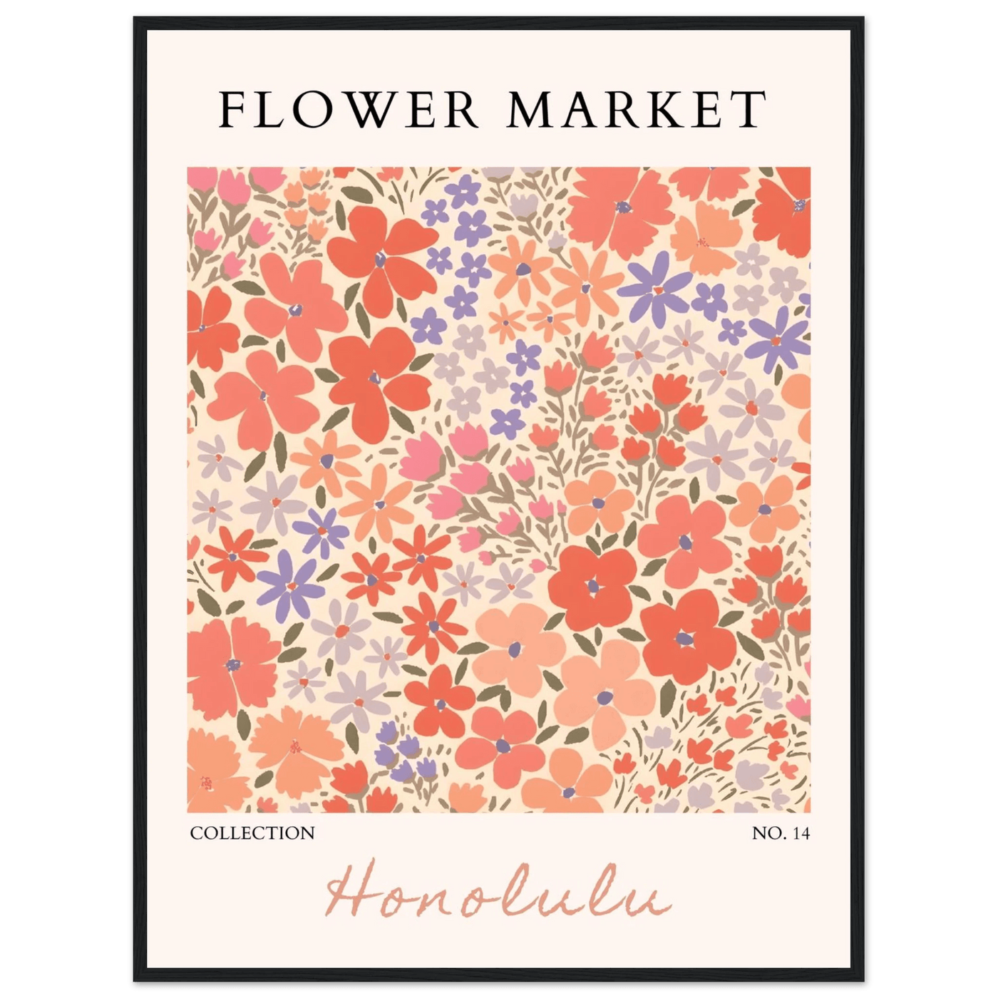 Flower Market Honolulu Framed Poster – Vibrant Floral Art Print | Ready-to-Hang Wall Decor - Vibrantwalls