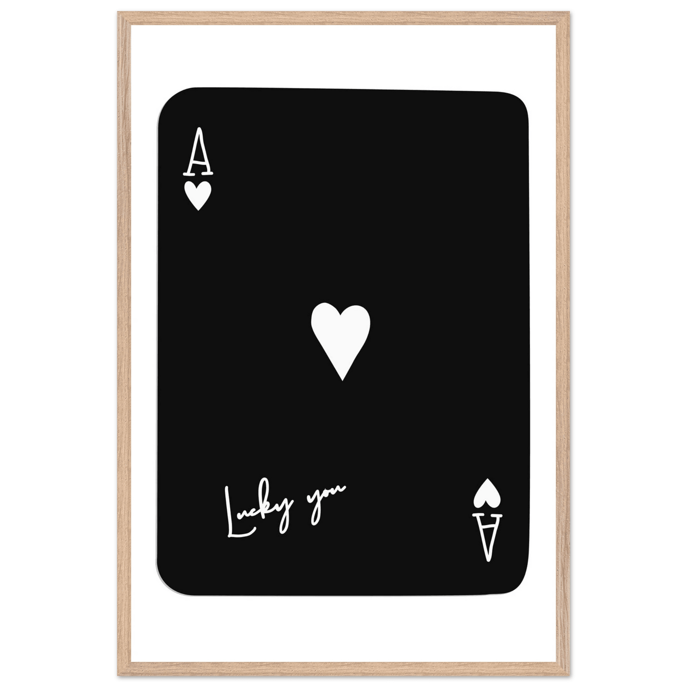 Minimalist Ace of Hearts Poker Card Print - Lucky You Framed Poster Art, Eco-Friendly Wood Frame - Vibrantwalls