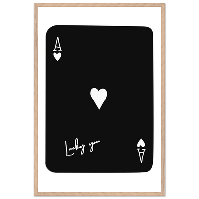 Minimalist Ace of Hearts Poker Card Print - Lucky You Framed Poster Art, Eco-Friendly Wood Frame - Vibrantwalls