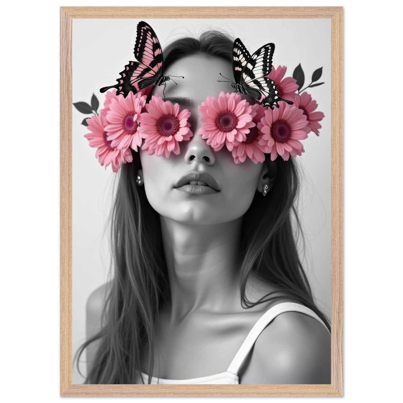 Woman With Flowers Decor - Elegant Floral Art for Home Decor - Vibrantwalls