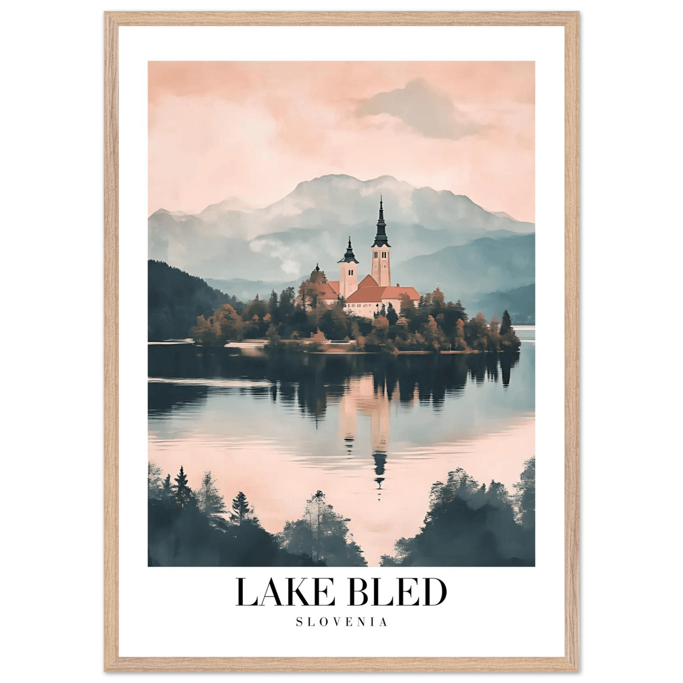 Lake Bled Slovenia Framed Poster – Serene Lakeside Wall Art with Wooden Frame - Vibrantwalls