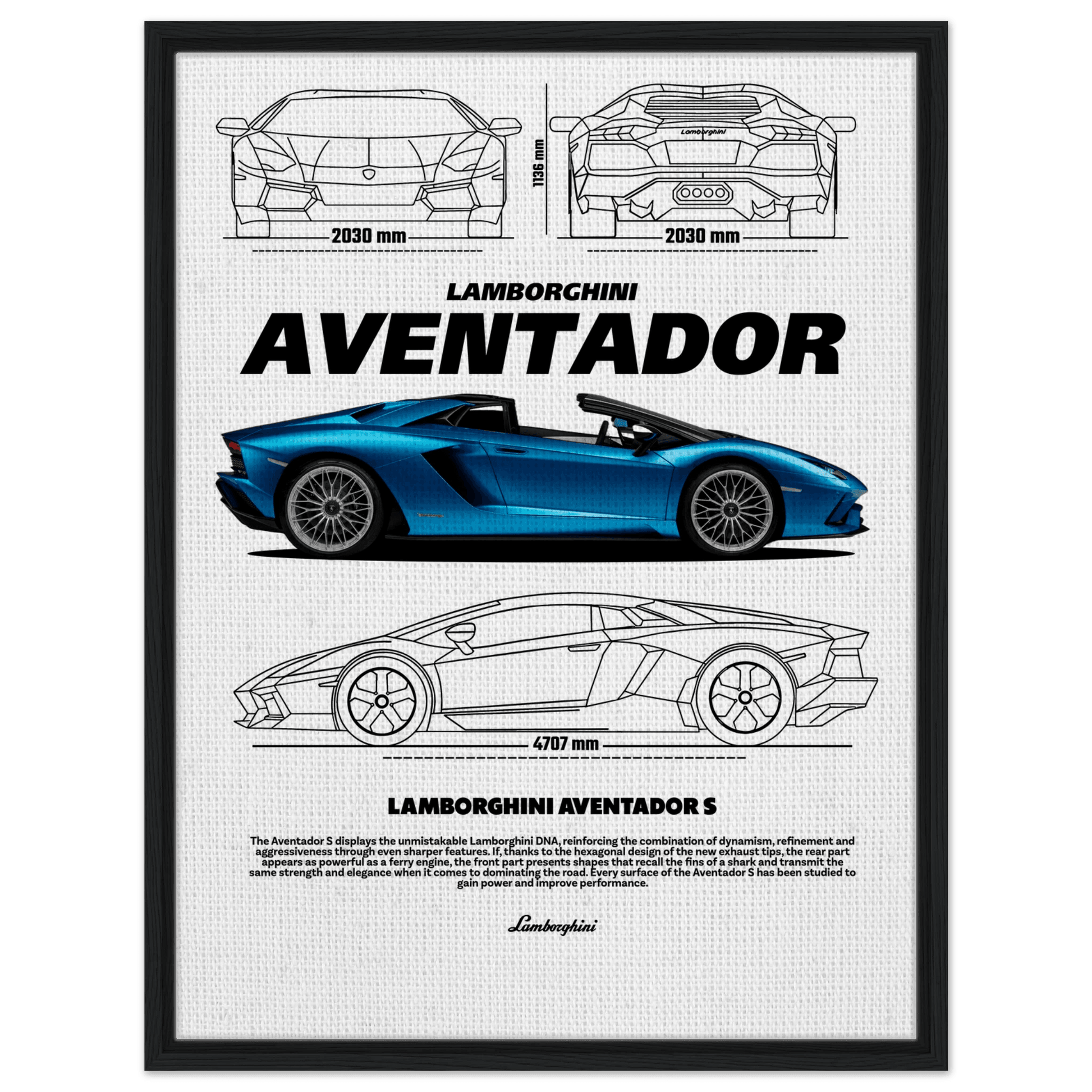 Aventador S Vintage Classic Car Canvas Poster - Wall Art - Vibrantwalls