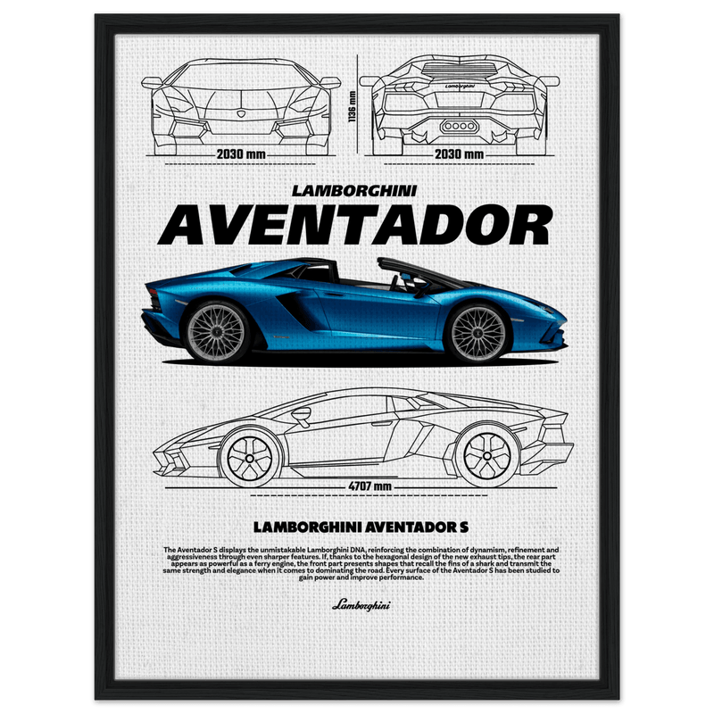 Aventador S Vintage Classic Car Canvas Poster - Wall Art - Vibrantwalls