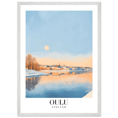 Oulu Finland Framed Poster – Serene Winter Sunset Wall Art with Wooden Frame - Vibrantwalls