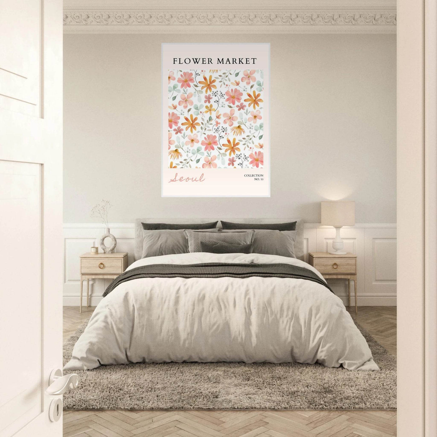 Seoul Flower Market Framed Poster – Delicate Watercolor Blooms & Botanical Art Print | Ready-to-Hang - Vibrantwalls