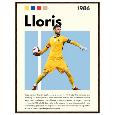 Hugo Lloris France Goalkeeper Football Poster 60x80 cm 24x32″ Dark wood frame Vibrantwalls