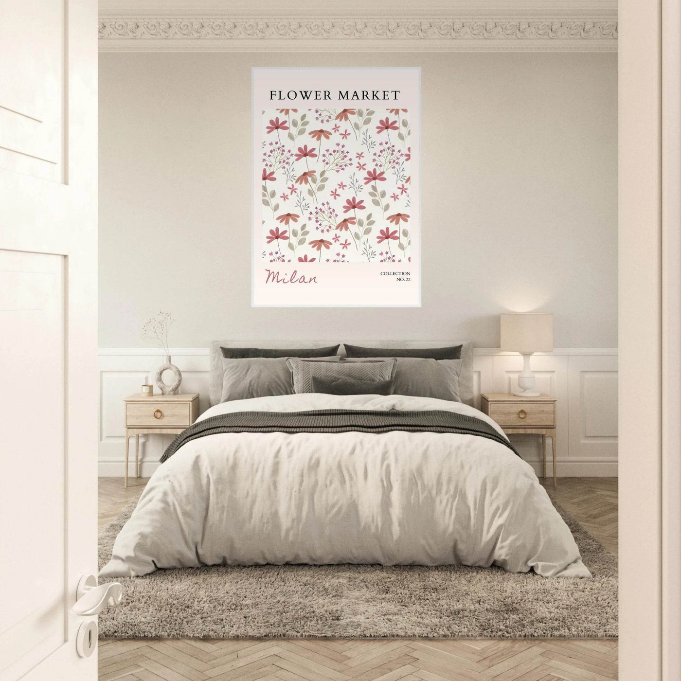 Milan Flower Market Framed Poster – Blush & Sage Floral Art Print | Ready-to-Hang Wall Decor - Vibrantwalls