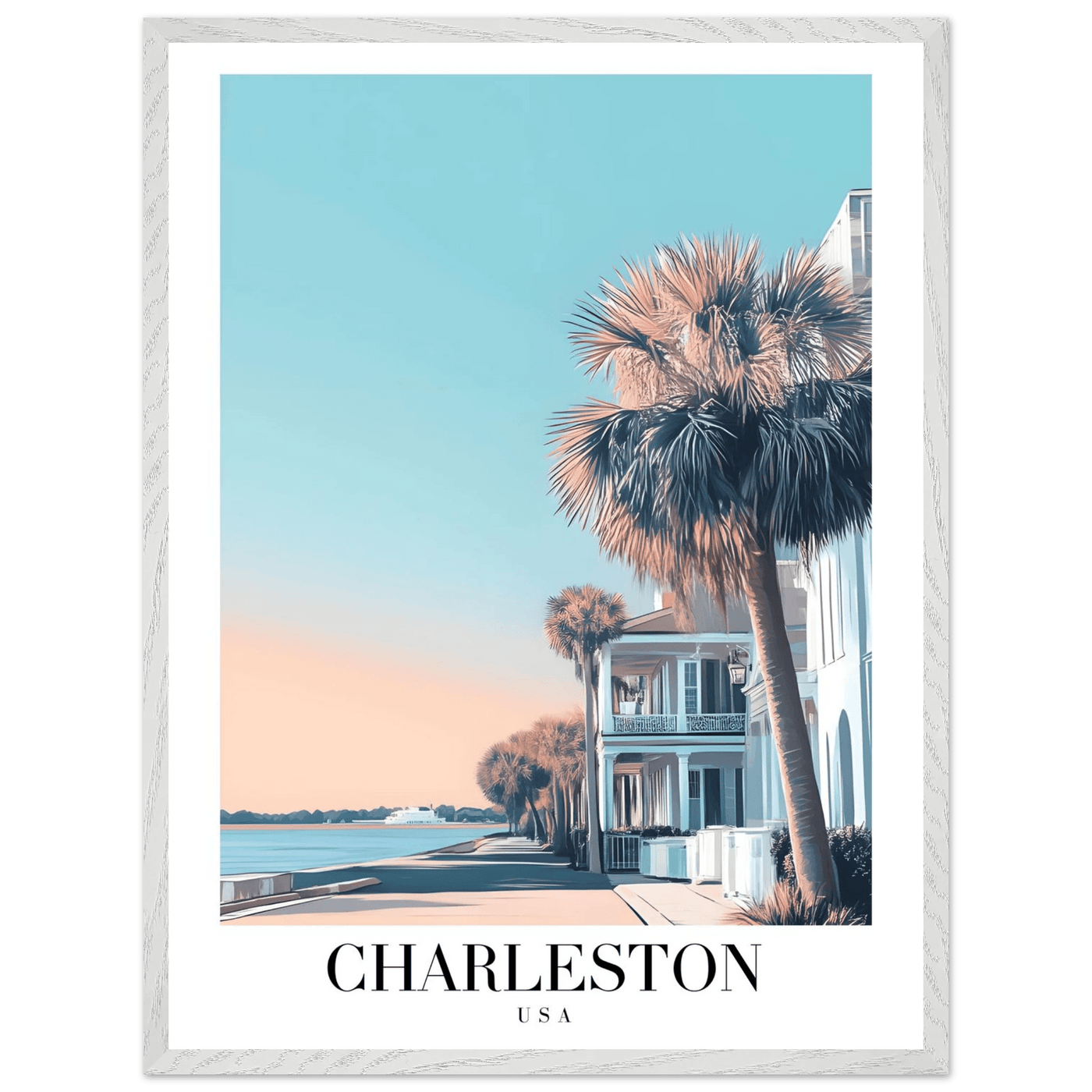 Charleston USA Framed Poster – Coastal Charm & Vintage Travel Art with Wooden Frame - Vibrantwalls