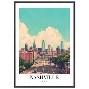 Nashville USA Framed Poster – Vibrant Urban Wall Art with Wooden Frame - Vibrantwalls