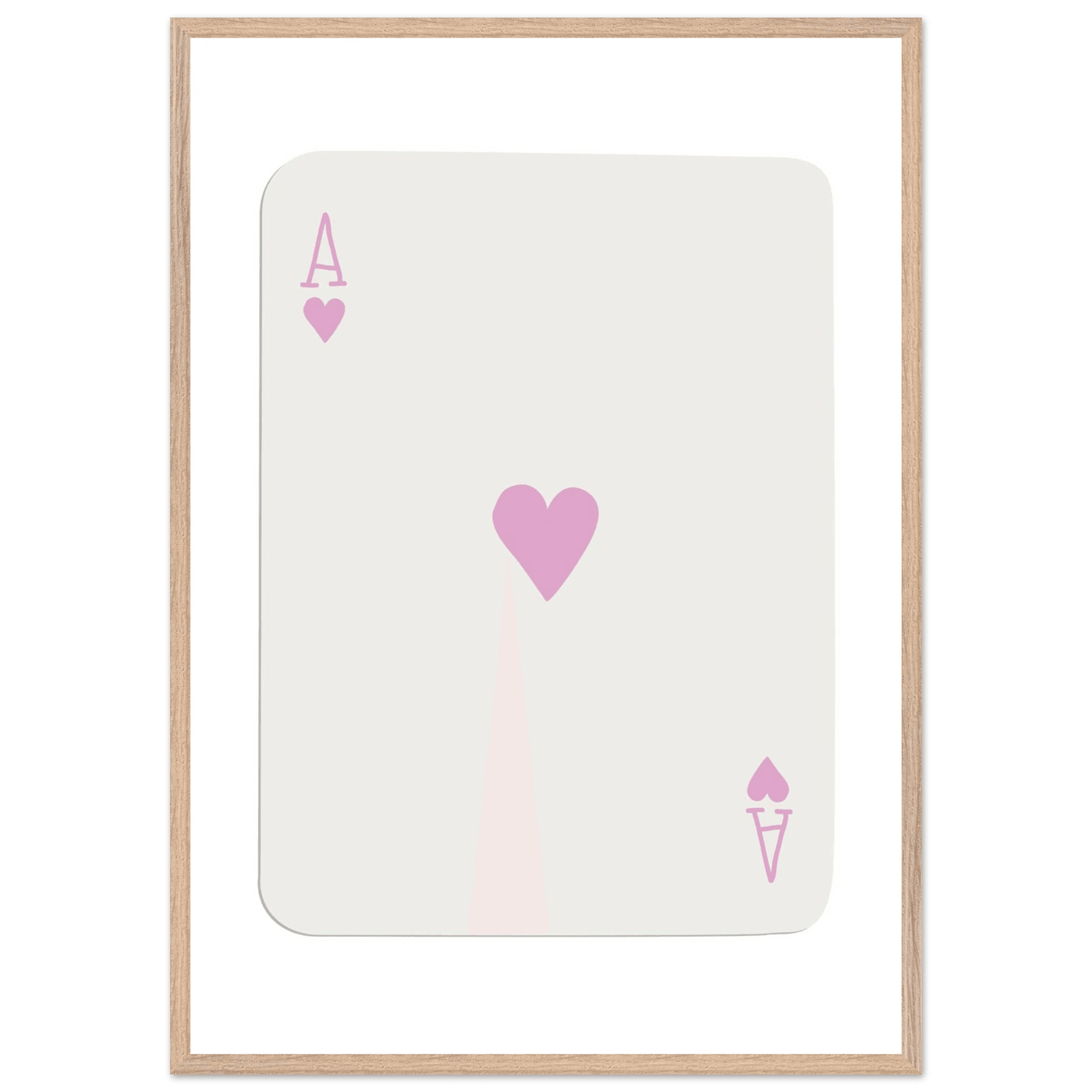 Minimalist Ace of Hearts Poker Card Print - Mounted Framed Poster Art, Eco-Friendly Wood Frame - Vibrantwalls