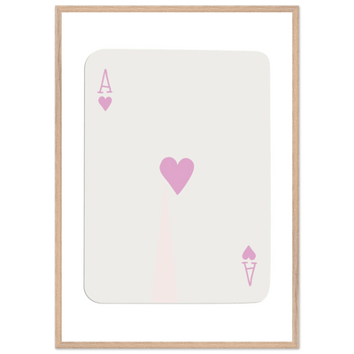 Minimalist Ace of Hearts Poker Card Print - Mounted Framed Poster Art, Eco-Friendly Wood Frame - Vibrantwalls