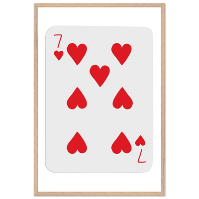 Lucky 7 of Hearts Poker Card Print - Mounted Framed Wall Art, Eco-Friendly Wood Frame & Multiple Sizes - Vibrantwalls