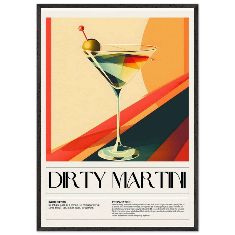 Dirty Martini Cocktail Recipe Wall Art - Vibrantwalls