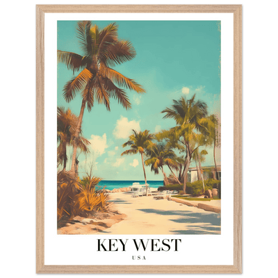 Key West USA Framed Poster – Vintage Travel Wall Art with Wooden Frame - Vibrantwalls