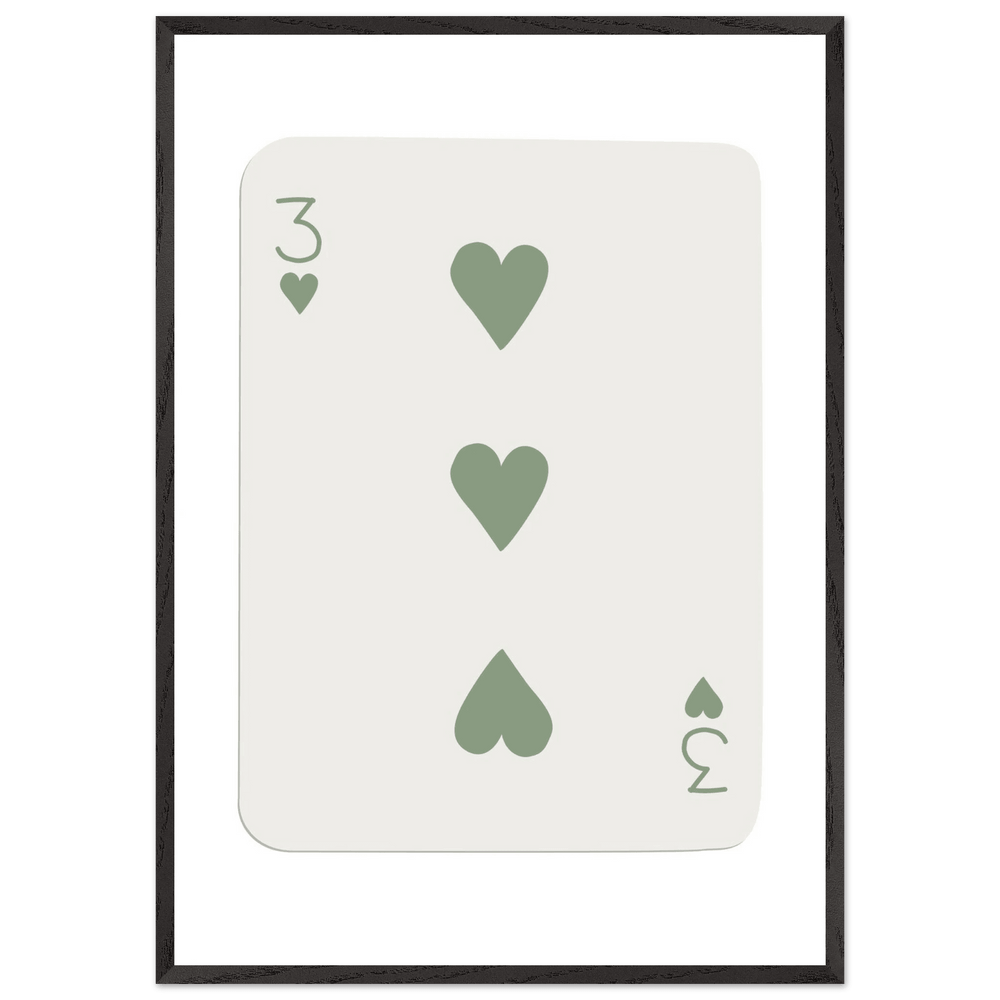 Three of Hearts Custom Playing Cards Framed Poster Wall Art - Vibrantwalls
