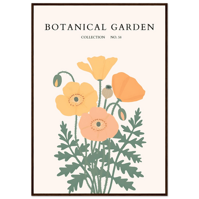 Botanical Garden Poppy Framed Poster – Warm Hues & Nature Art Print | Ready-to-Hang Floral Decor - Vibrantwalls