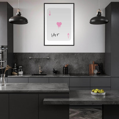 Lucky You - Ace of Hearts Drip Pink Print - Mounted Framed Poster Art with Eco-Friendly Wood Frame - Vibrantwalls