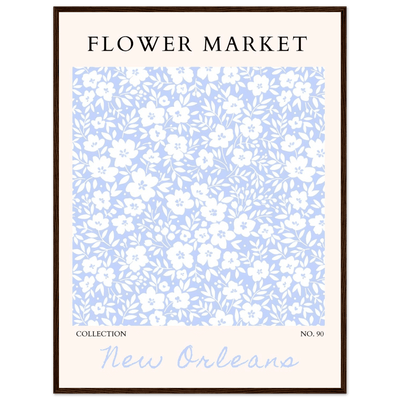 Flower Market New Orleans – Chic Periwinkle Floral Framed Poster | Ready-to-Hang Wall Art - Vibrantwalls