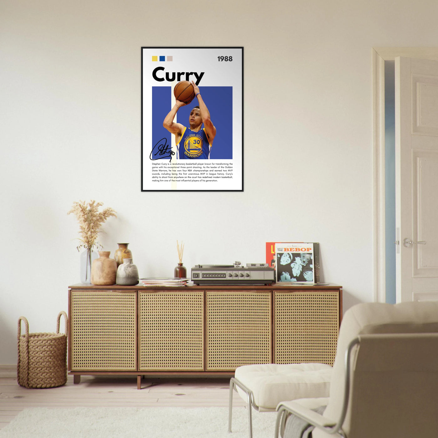 Stephen Curry Golden State Warriors Vintage Art Vibrantwalls