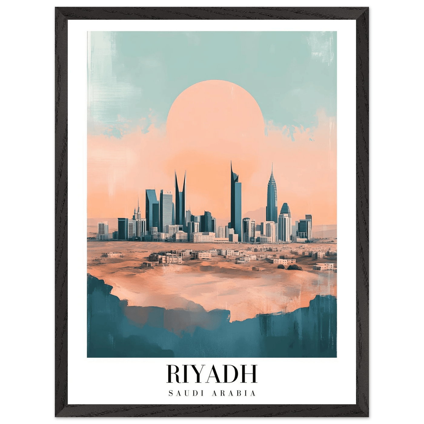 Riyadh Saudi Arabia Framed Poster – Modern Desert City Wall Art in Earthy Tones - Vibrantwalls