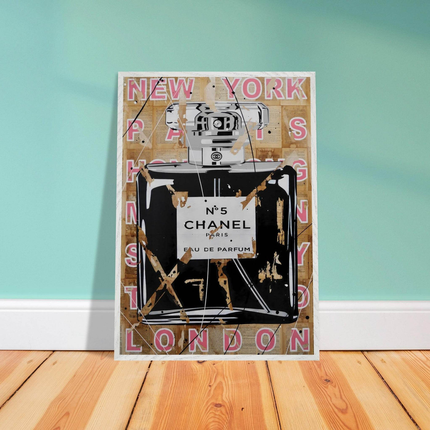 Chanel No. 5 Abstract Luxury Perfume Art Print – Premium Framed Pop Art for Modern Interiors - Vibrantwalls