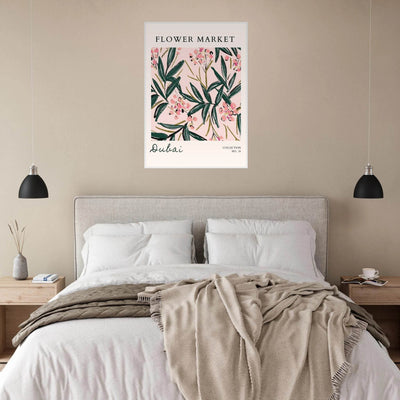 Dubai Flower Market Art Print – Blush Pink & Emerald Green Botanical Framed Poster | Ready-to-Hang - Vibrantwalls