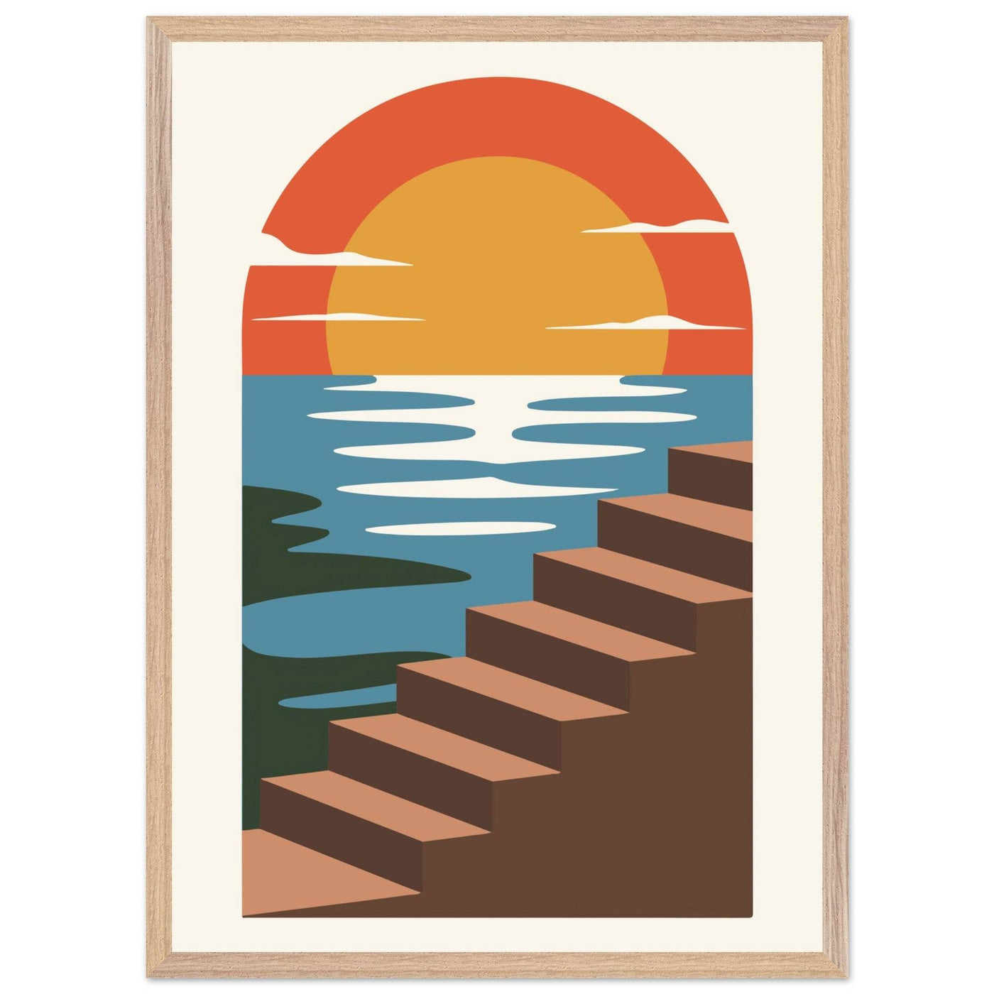 Coastal Steps Sunset Poster - Vibrantwalls