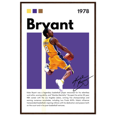 Kobe Bryant Black Mamba Lakers Vintage Poster 60x90 cm 24x36″ Dark wood frame Vibrantwalls